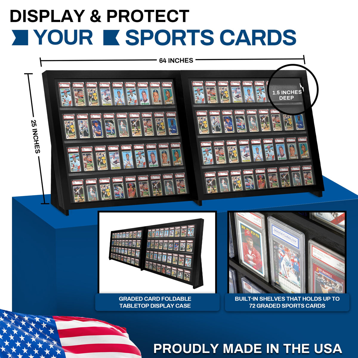 Graded Slab Tabletop Display Case with Legs – Full Table – view 2