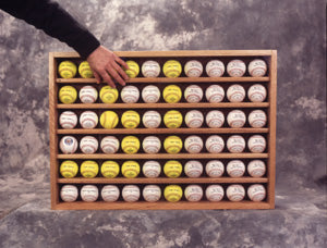 60 ball solid wood wall display case – view 2