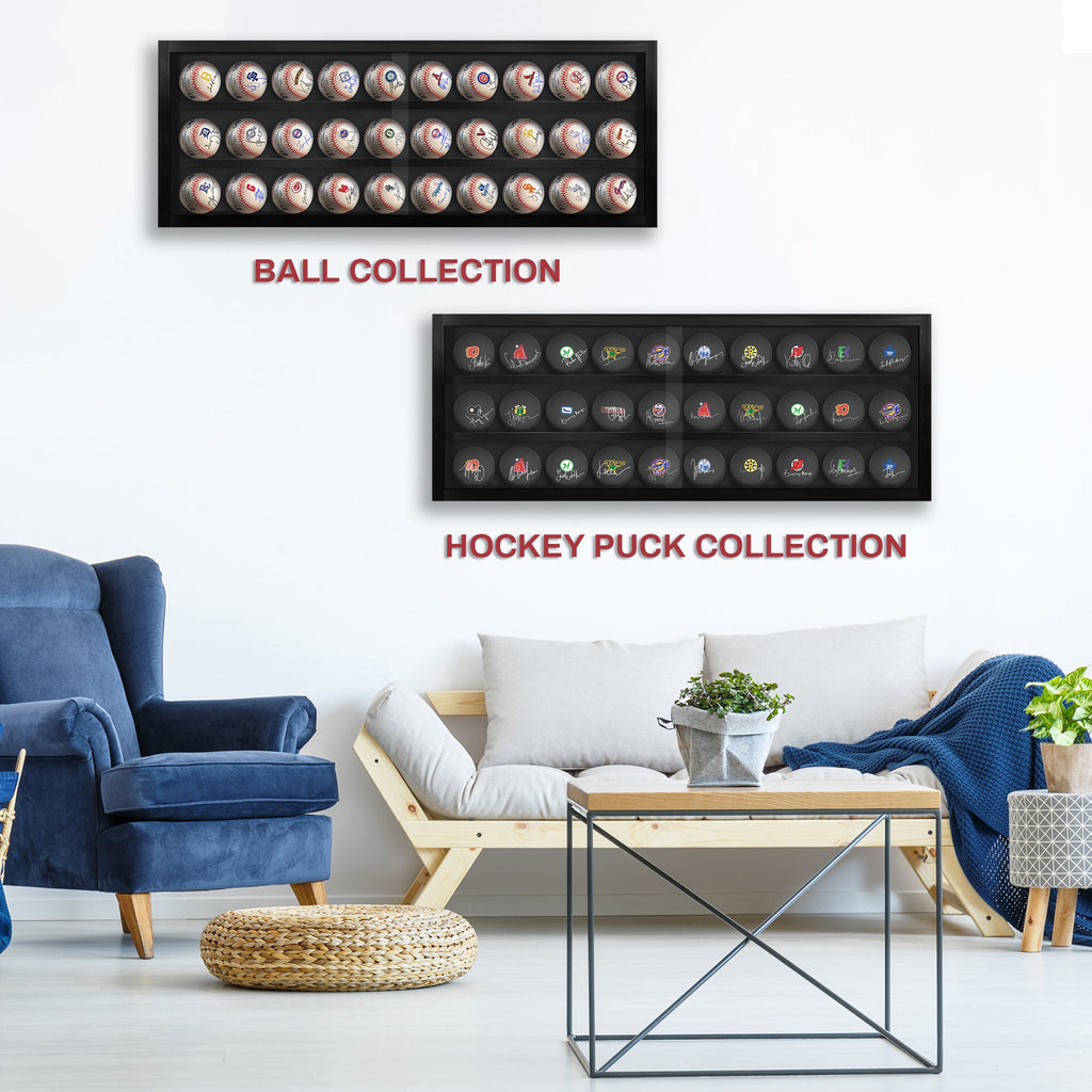 30 ball solid wood wall display case – view 3