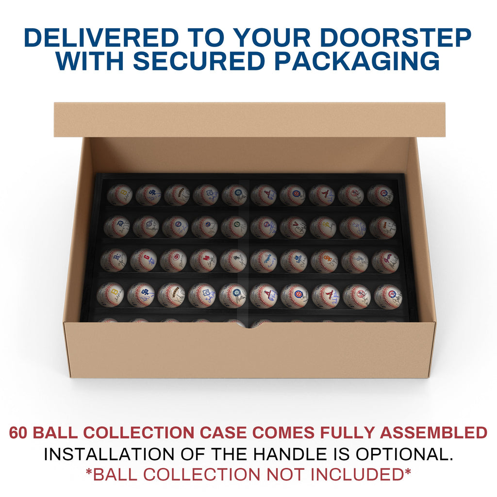 60 ball solid wood wall display case – view 4