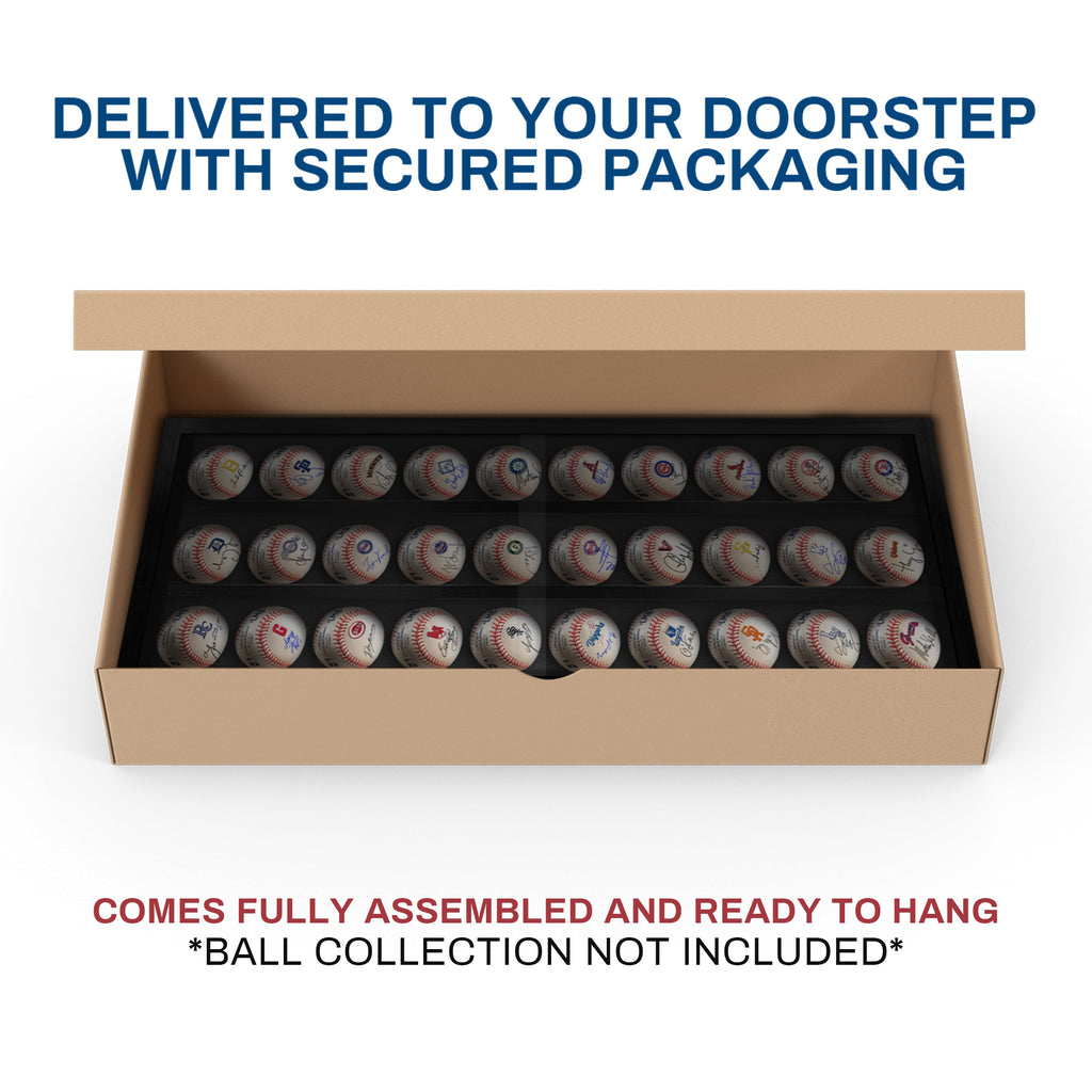 30 ball solid wood wall display case